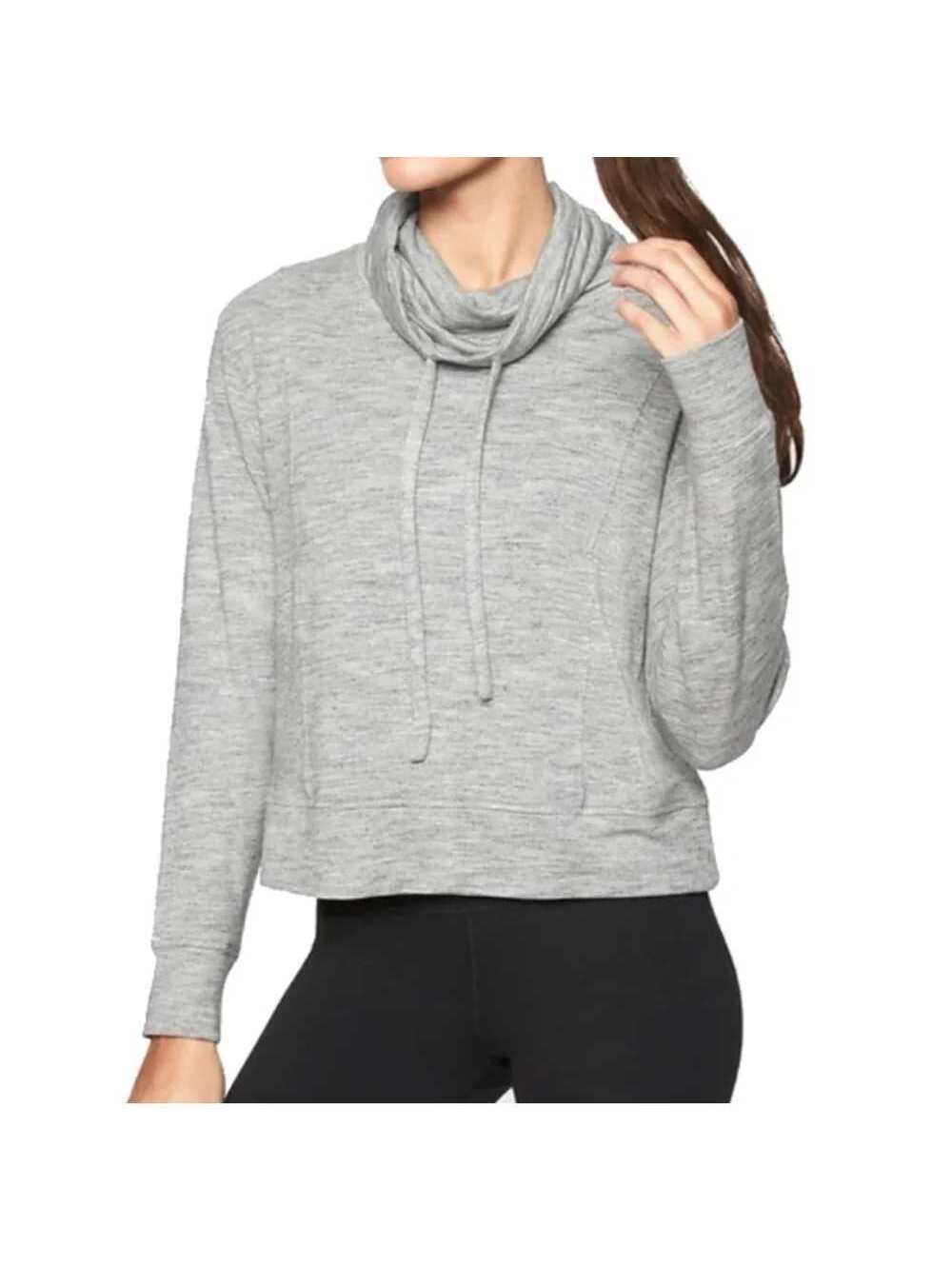Athleta Luxe Coaster Drawstring Cowl Neck Sweatshirt Cozy Fall Size M Athleisure